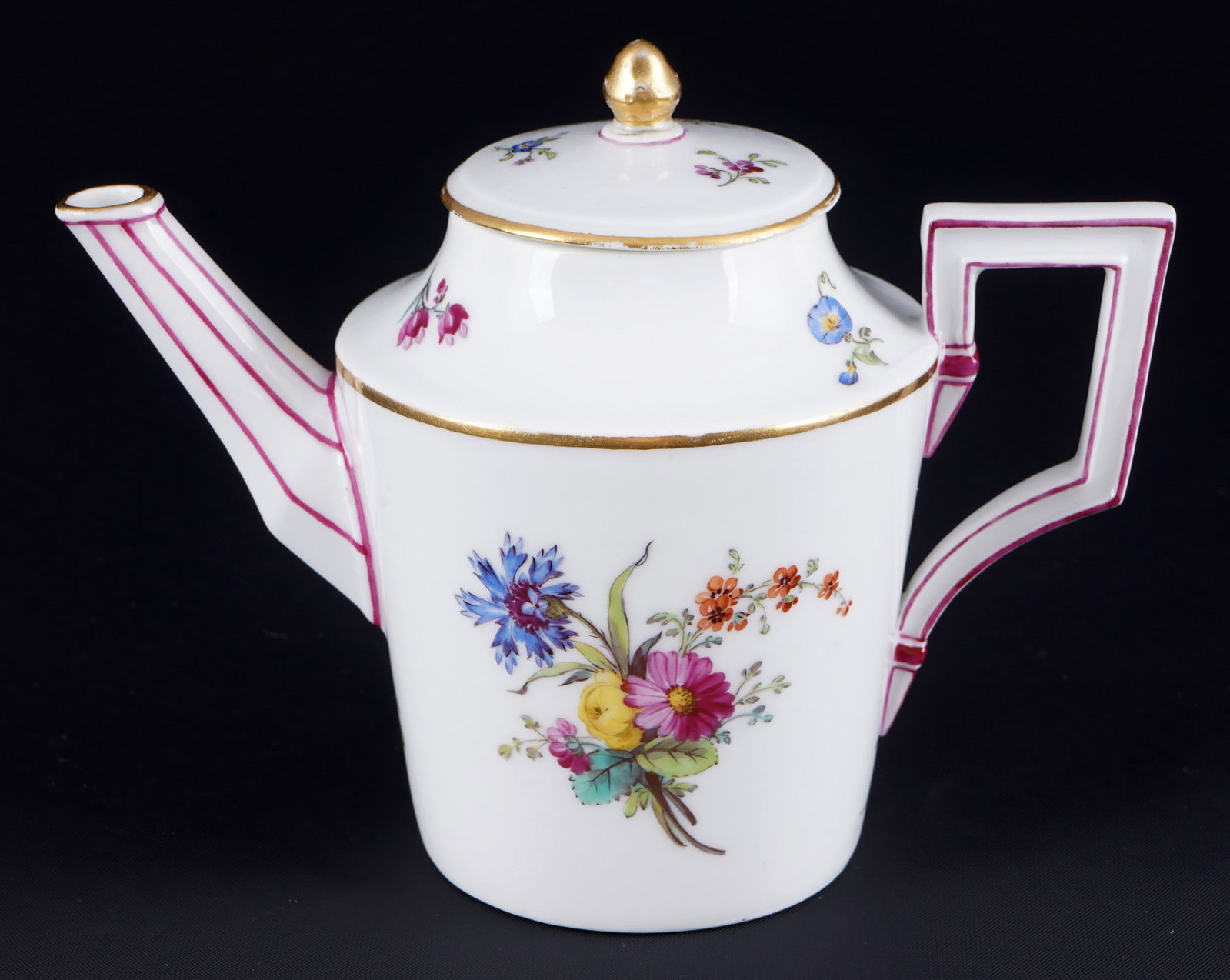 KPM Berlin Flower Bouquet small mocha pot - 19th century, (1 of 5)