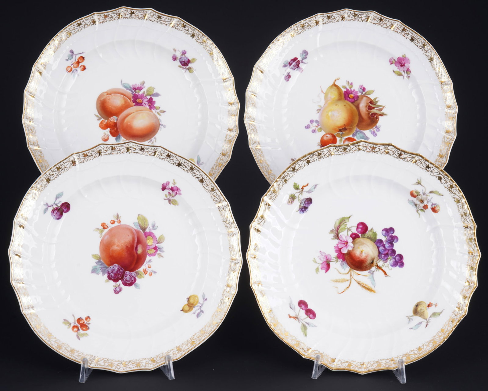 KPM Berlin Fruits New Osier 4 dessert plates, (1 of 6)
