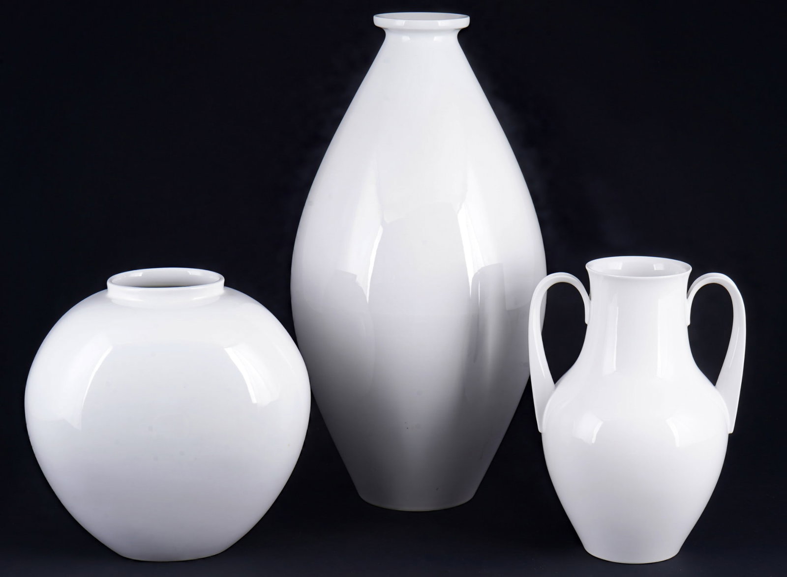 KPM Berlin White 3 large decorative vases, (1 of 6)