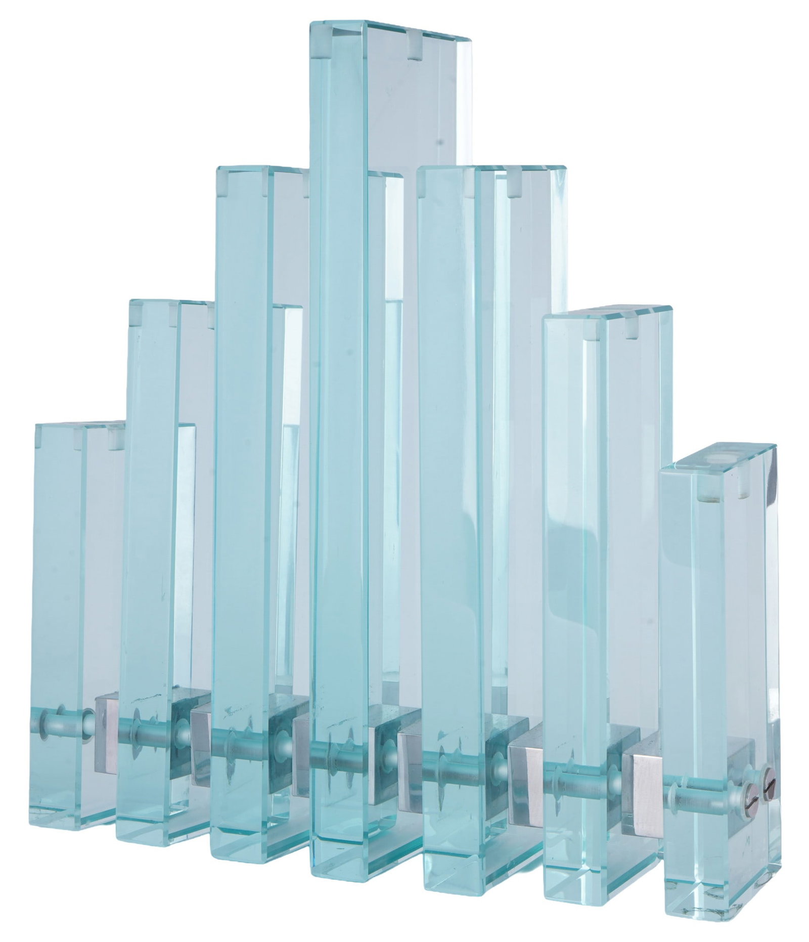 Gallotti & Radice large candle holder: Glass, Italy, designed by Pierangelo Gallotti and Gigi Radice, heavy glass object as a candlestick, 7-flame, H 31.5 cm x W 29.5 cm x D 9 cm, weight approx. 8.25 kg