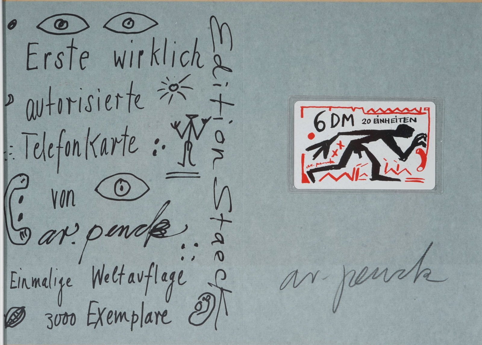 A.R. PENCK (1939-2017) telephone card 6 DM - Edition Staeck, (1 of 4)