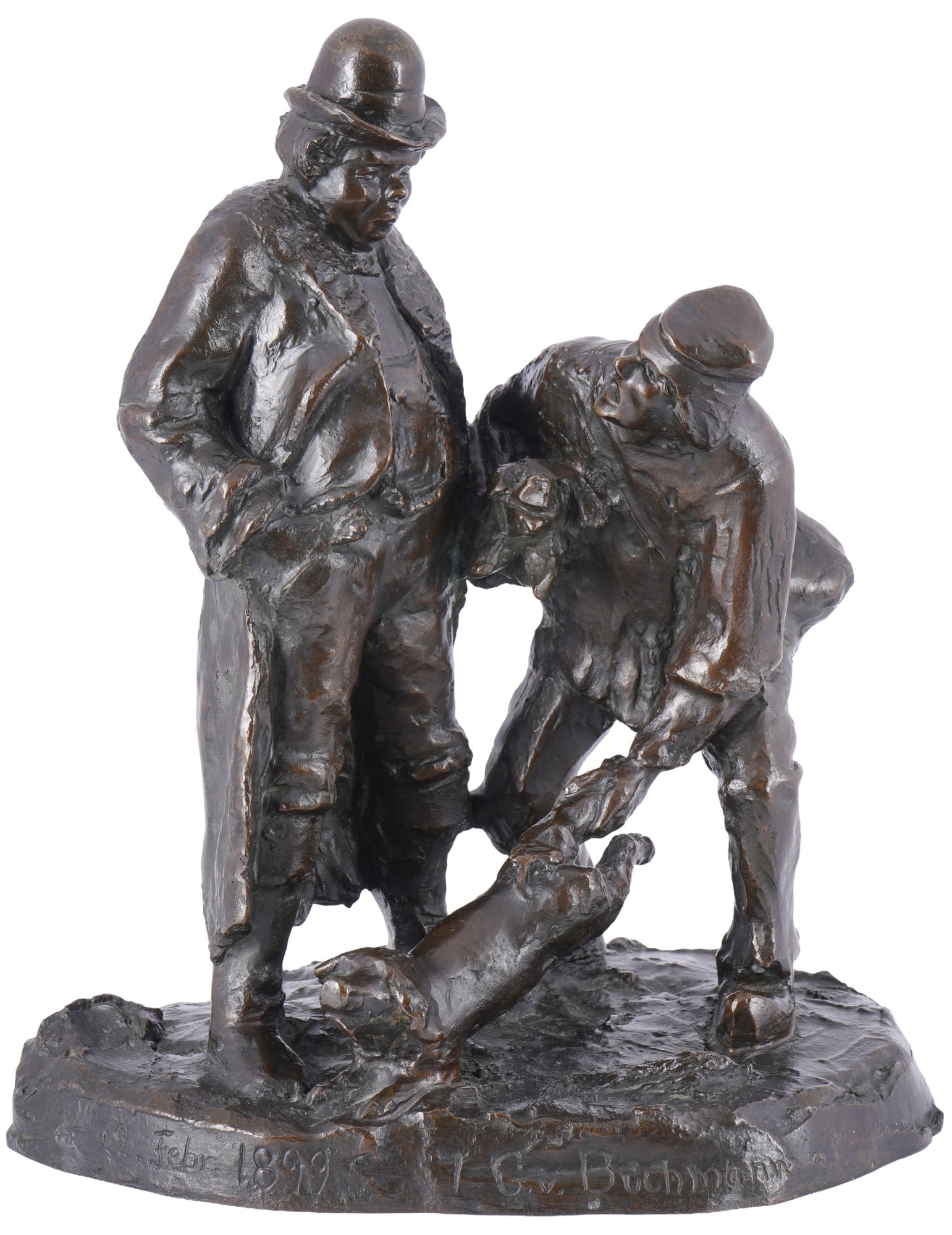 Gregor VON BOCHMANN the Younger (1878-1914) Bronze The Piglet Purchase, (1 of 6)