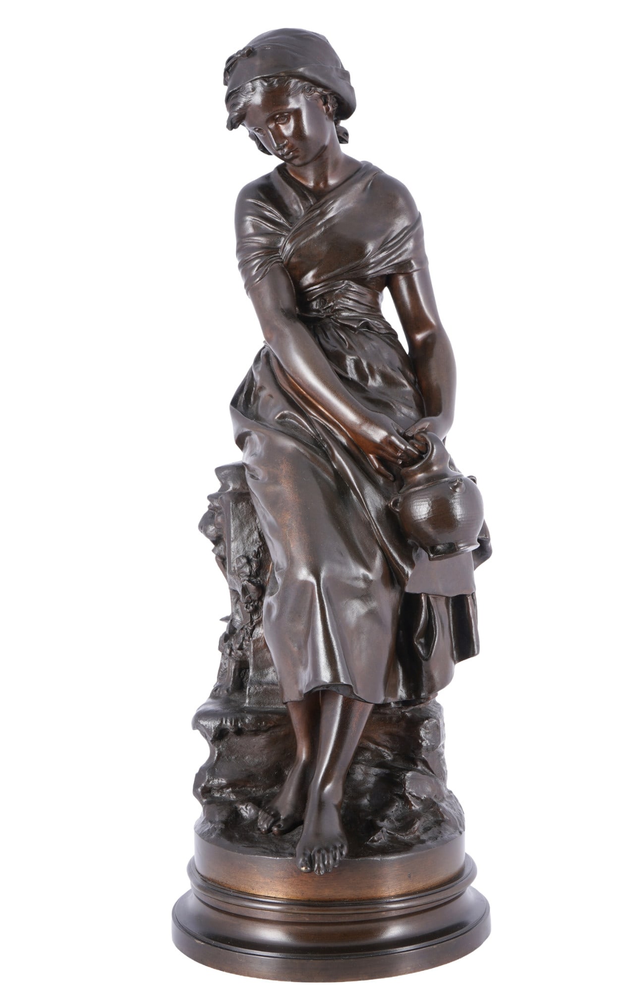 Mathurin MOREAU (1822-1912) Bronze girl with jug, (1 of 7)