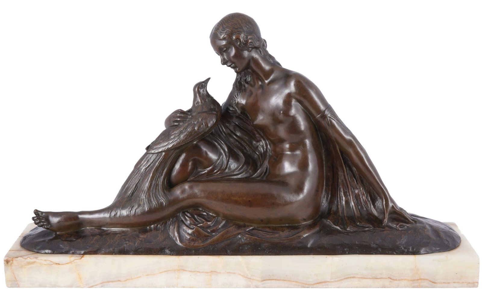 Emmanuel Jules JOE-DESCOMPS (1869-1950) bronze Femme au faisan, (1 of 5)