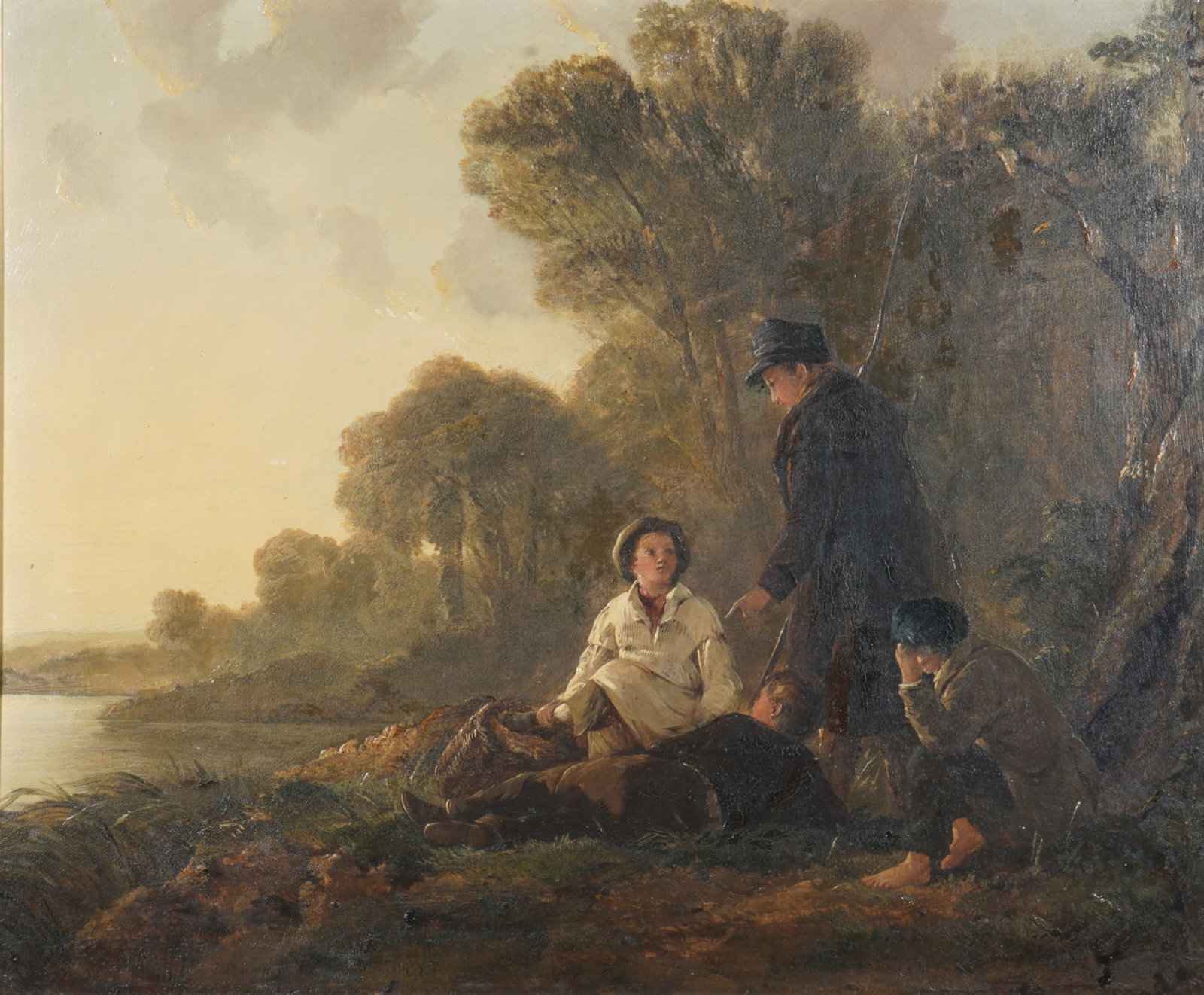 John I Crome (1768-1821) Children on a Riverbank with a Wooded Landscape, (1 of 4)