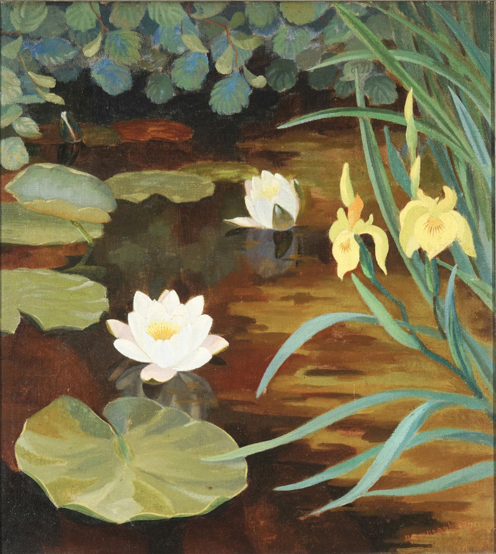 Dirk Smorenberg (1883?1960) Water Lilies in the Reeds, (1 of 4)