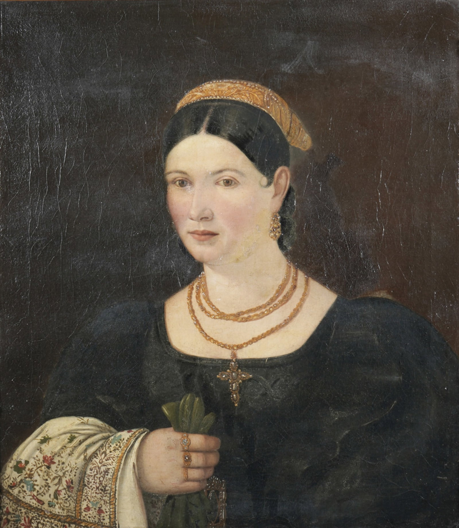 Unknown painter, 18th/19th century, bust portrait of a young lady, (1 of 4)
