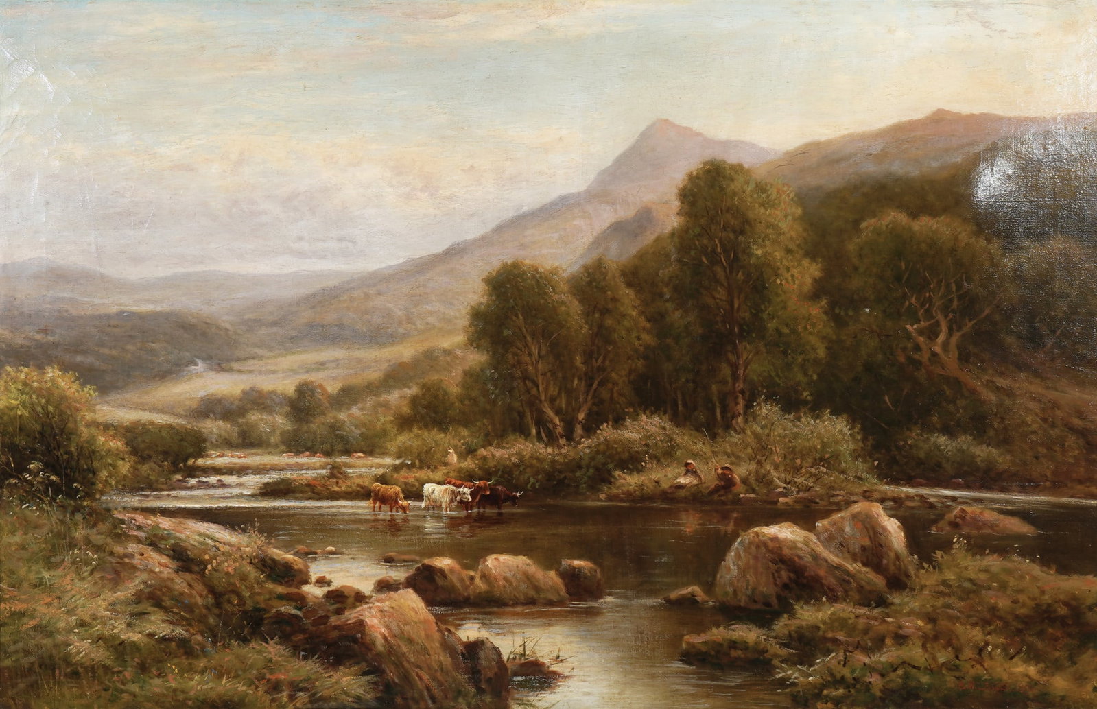 Benjamin Williams LEADER (1831-1923) Idyllic river with cattle 1894, (1 of 5)