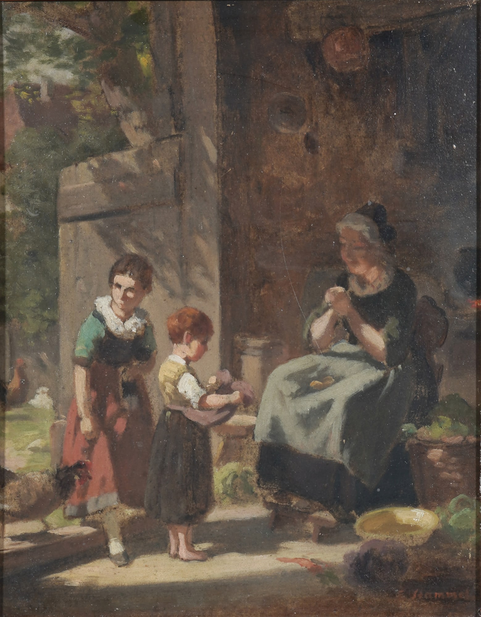 Eberhard Stammel (1833-1906) Children bring fresh eggs into the room, (1 of 4)