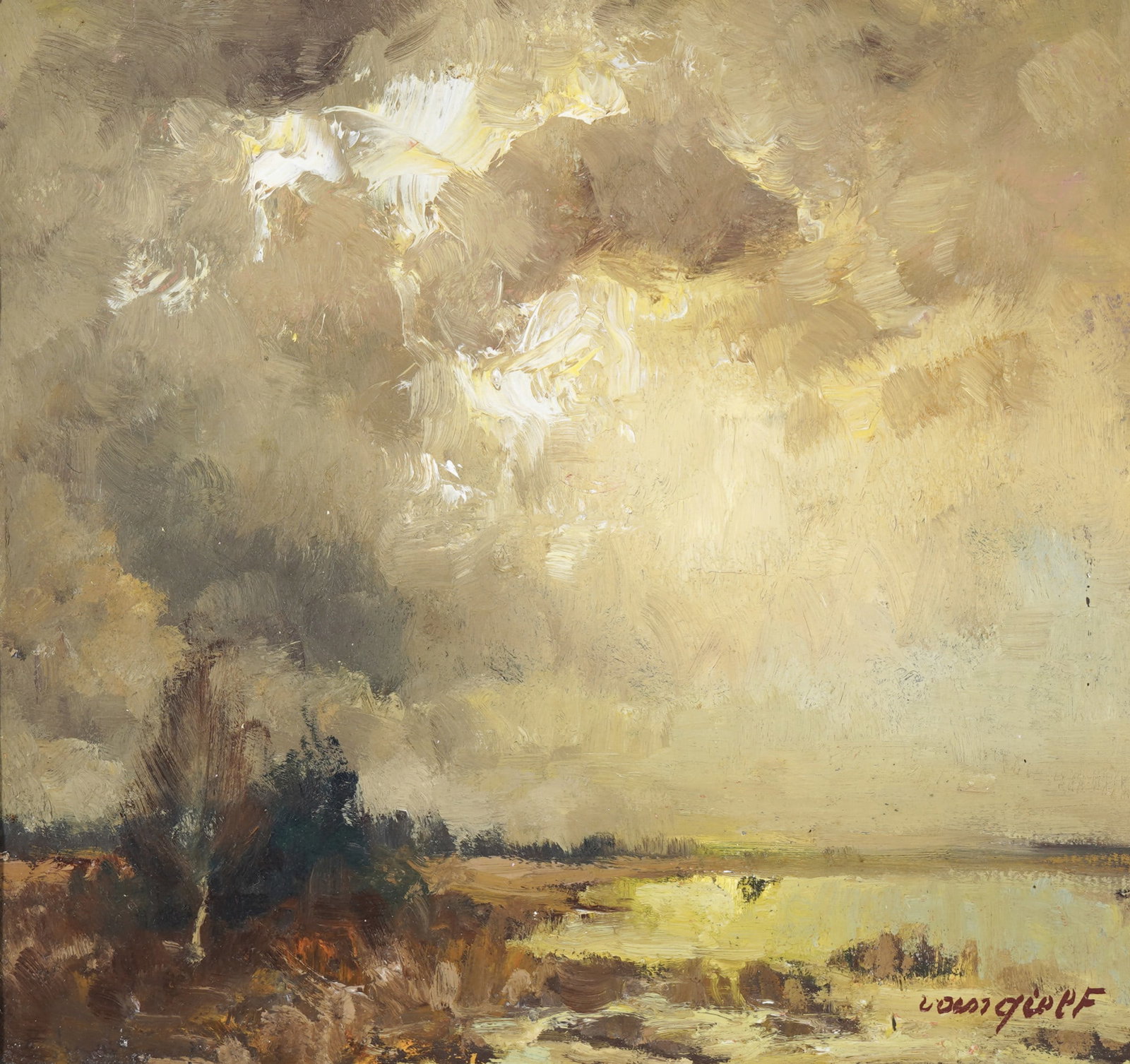 Frans VAN GIEL (1892-1975) River Landscape in Evening Light, (1 of 4)