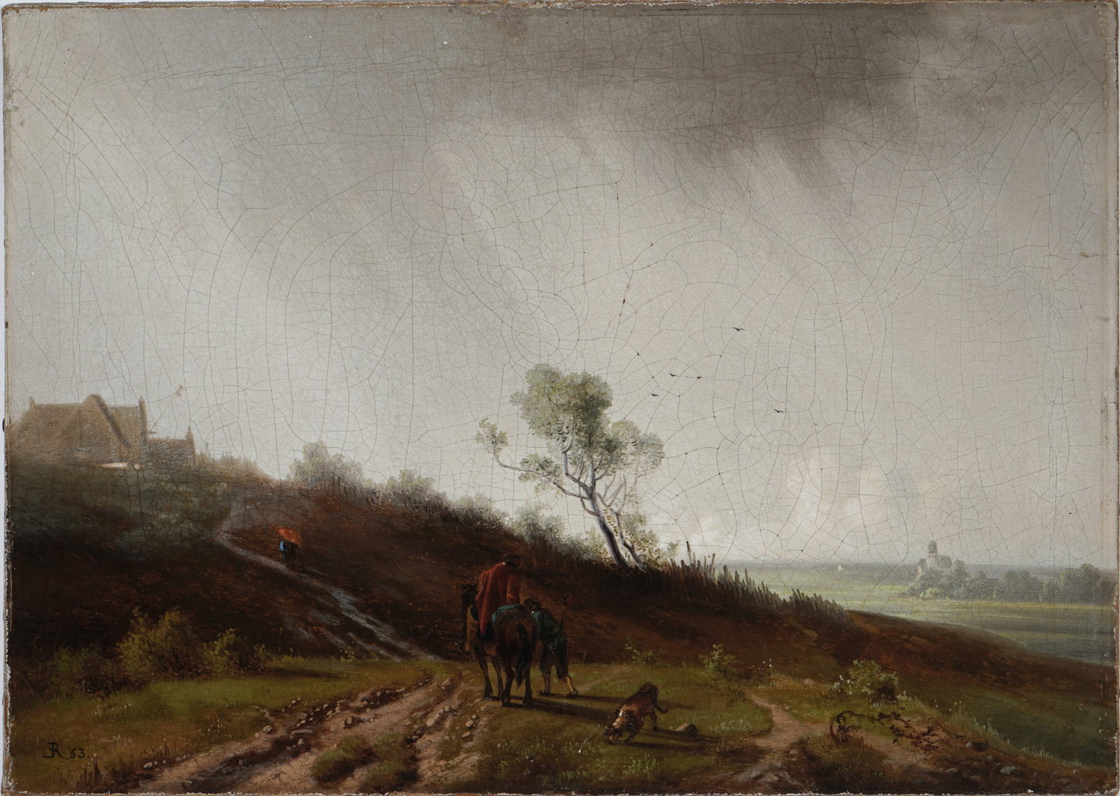 MONOGRAMMIST - JR. 1863 - Travellers outside a city, (1 of 3)