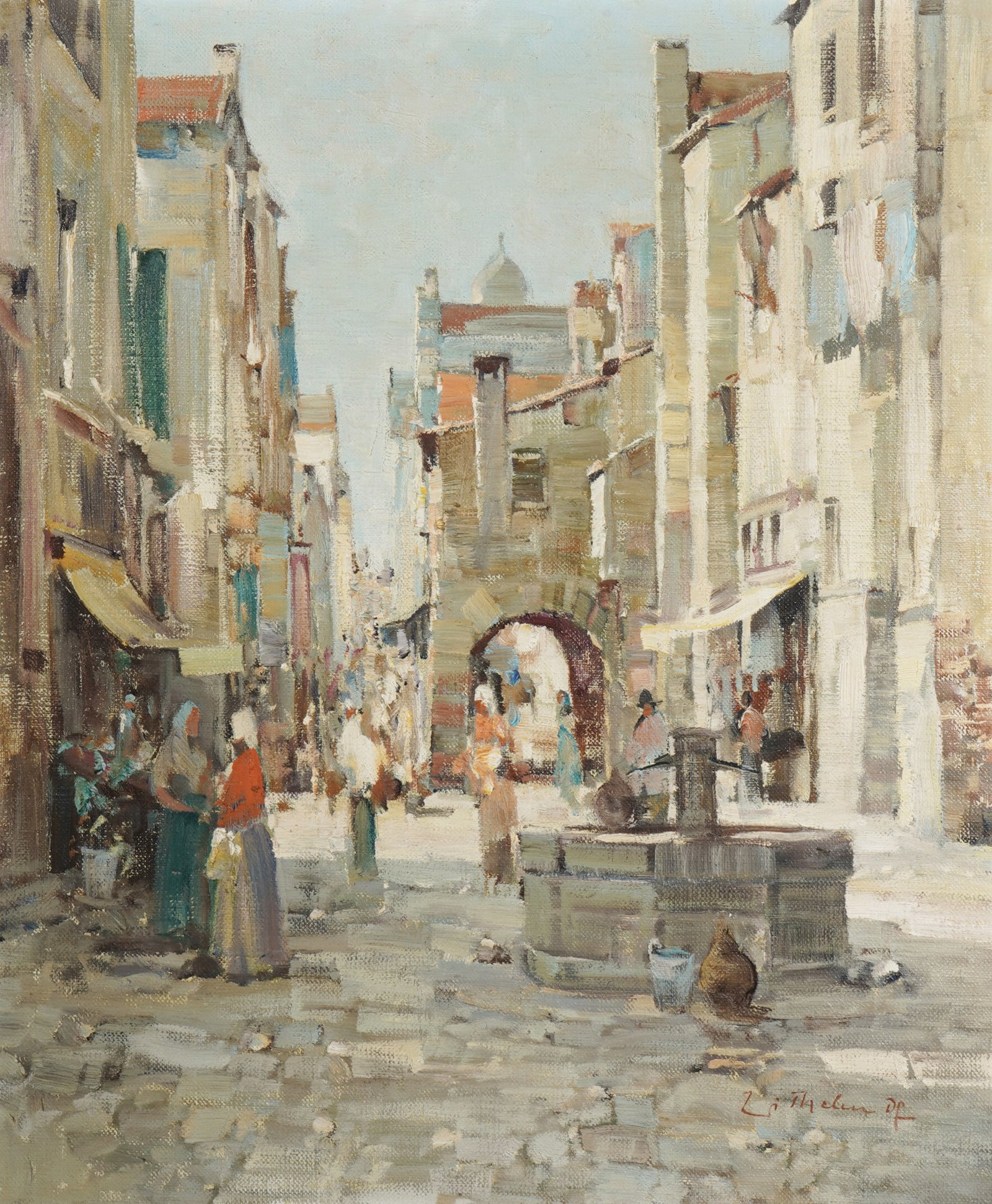 Wilhelm THELEN (1917-1985) Market Square of Lirici, Italy (1 of 4)