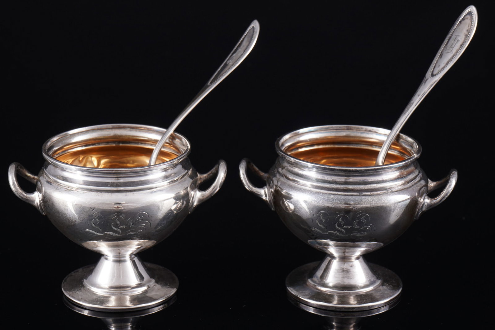 925 silver pair of saltieres, England, (1 of 8)