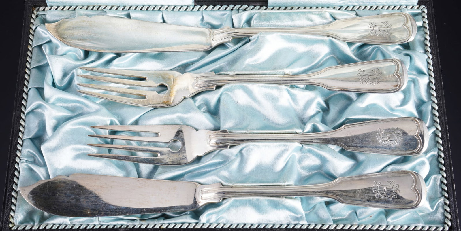 800 silver fish cutlery set for 2 people, (1 of 4)
