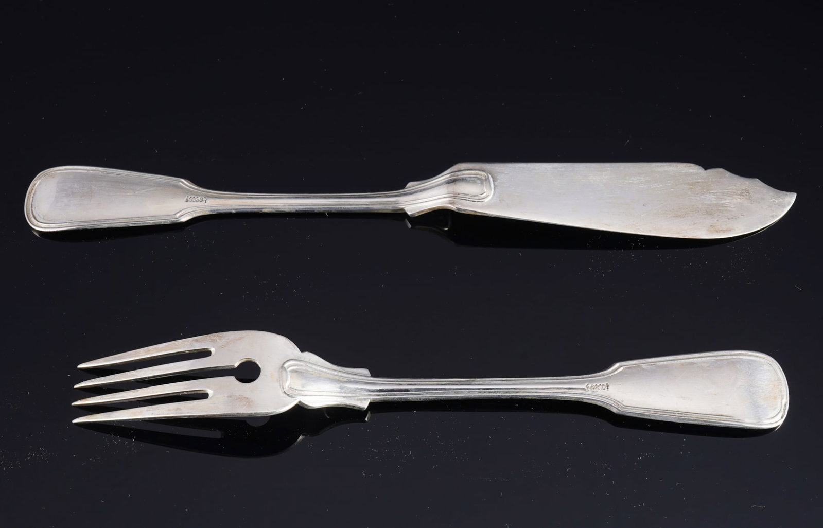800 silver fish cutlery set for 2 people, - 3