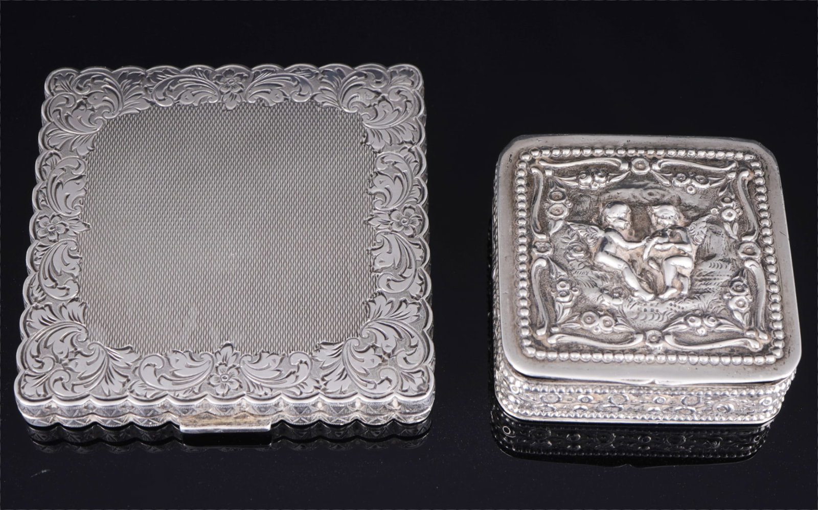 800 - 925 sterling silver pill and powder box, (1 of 4)