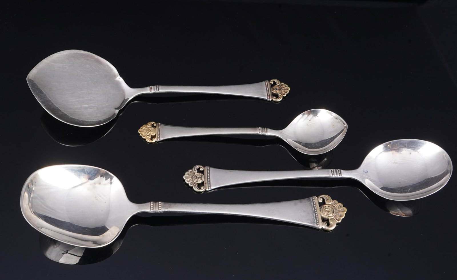 Robbe & Berking rose pattern 800 silver cutlery, 76-piece set for 12 people, - 3