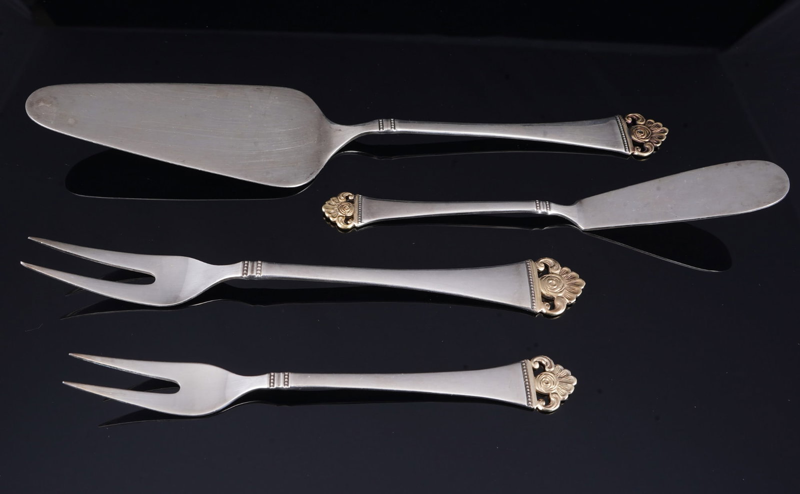 Robbe & Berking rose pattern 800 silver cutlery, 76-piece set for 12 people, - 4