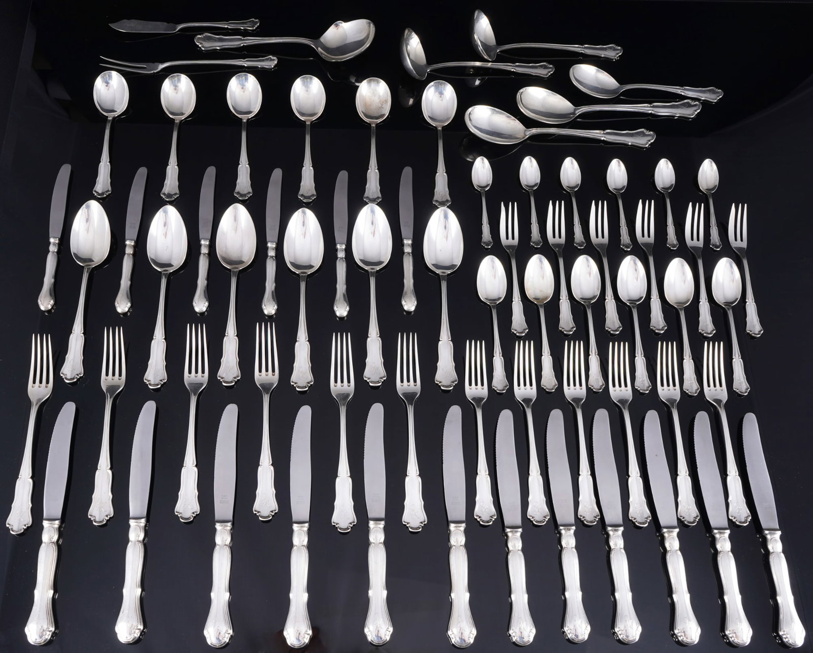 Wilkens Dresden Baroque 800 silver cutlery for 6 persons - 68-piece set, (1 of 6)