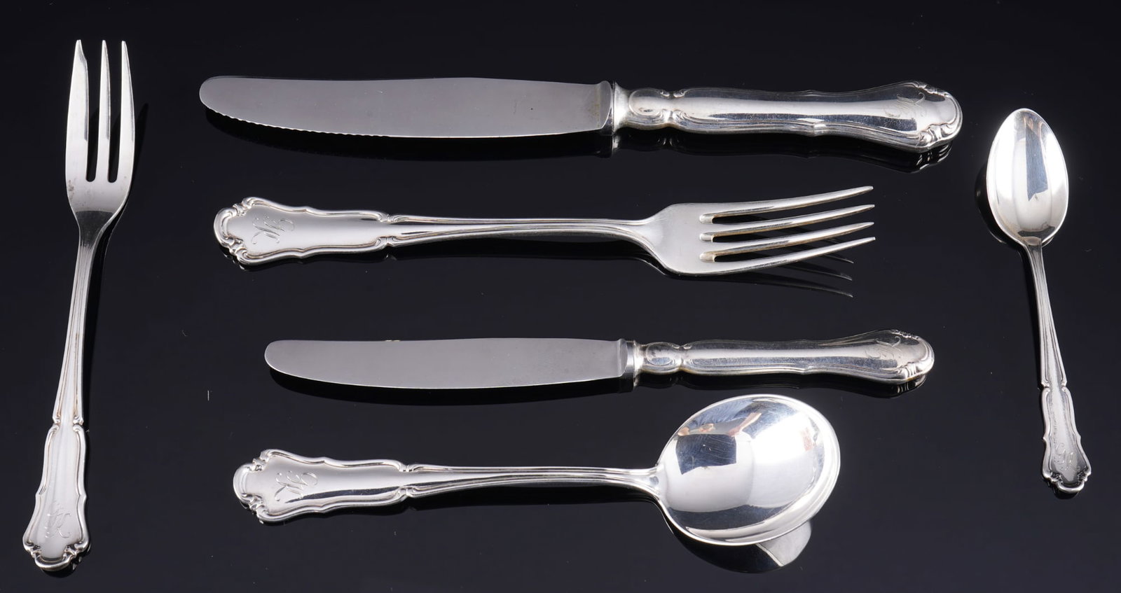Wilkens Dresden Baroque 800 silver cutlery for 6 persons - 68-piece set, - 3
