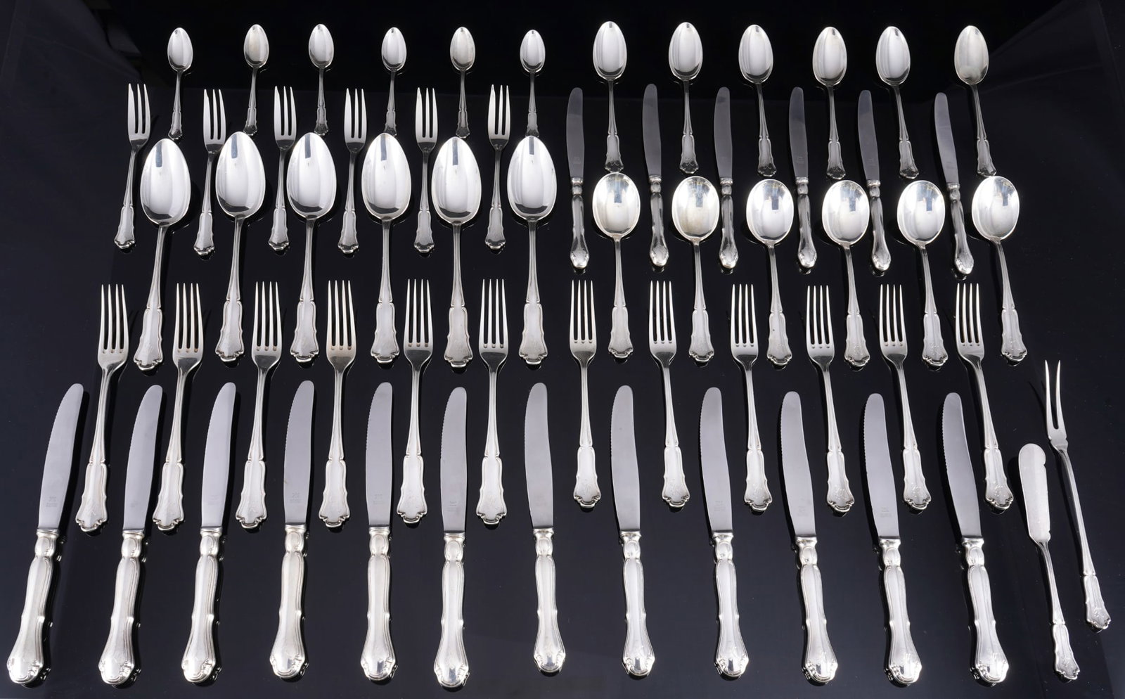 Wilkens Dresden Baroque 800 silver cutlery for 6 persons - 62-piece set, (1 of 5)