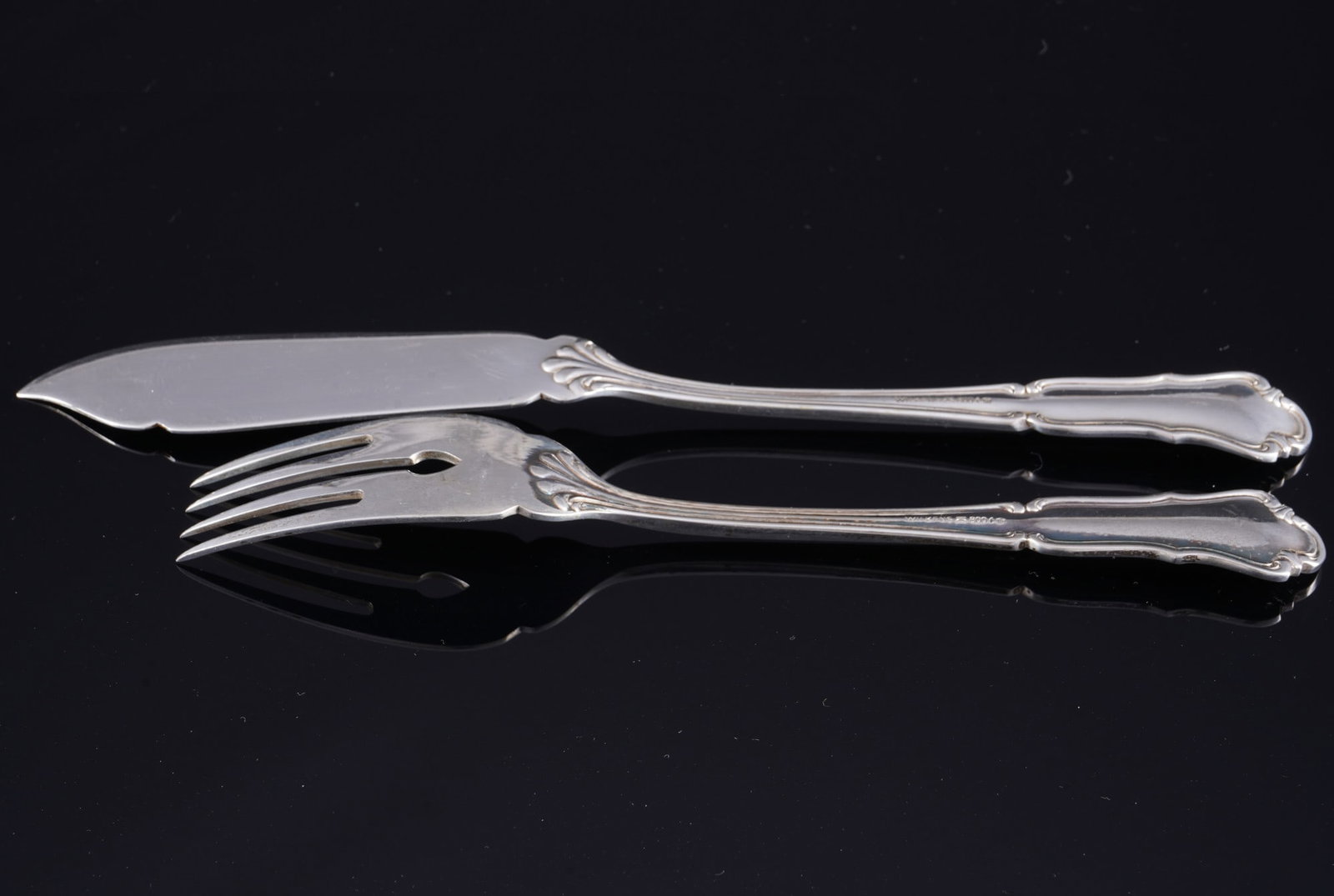 Wilkens Dresden Baroque 800 silver fish cutlery for 6 persons, - 3