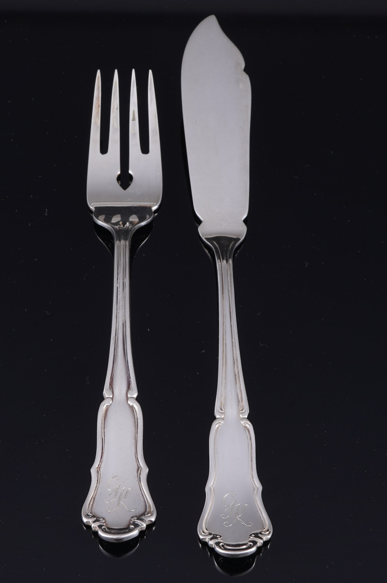 Wilkens Dresden Baroque 800 silver fish cutlery for 6 persons, - 3