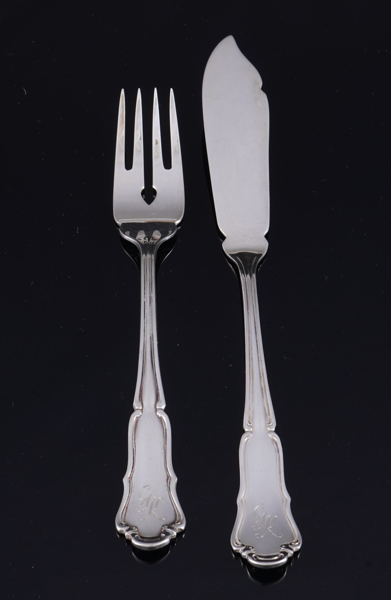 Wilkens Dresden Baroque 800 silver fish cutlery for 6 persons, - 4