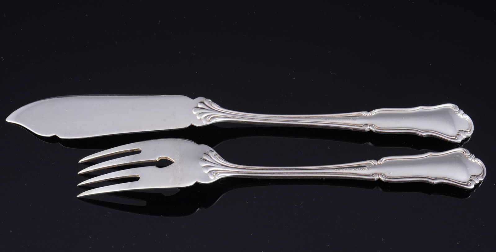Wilkens Dresden Baroque 800 silver fish cutlery for 6 persons, - 6