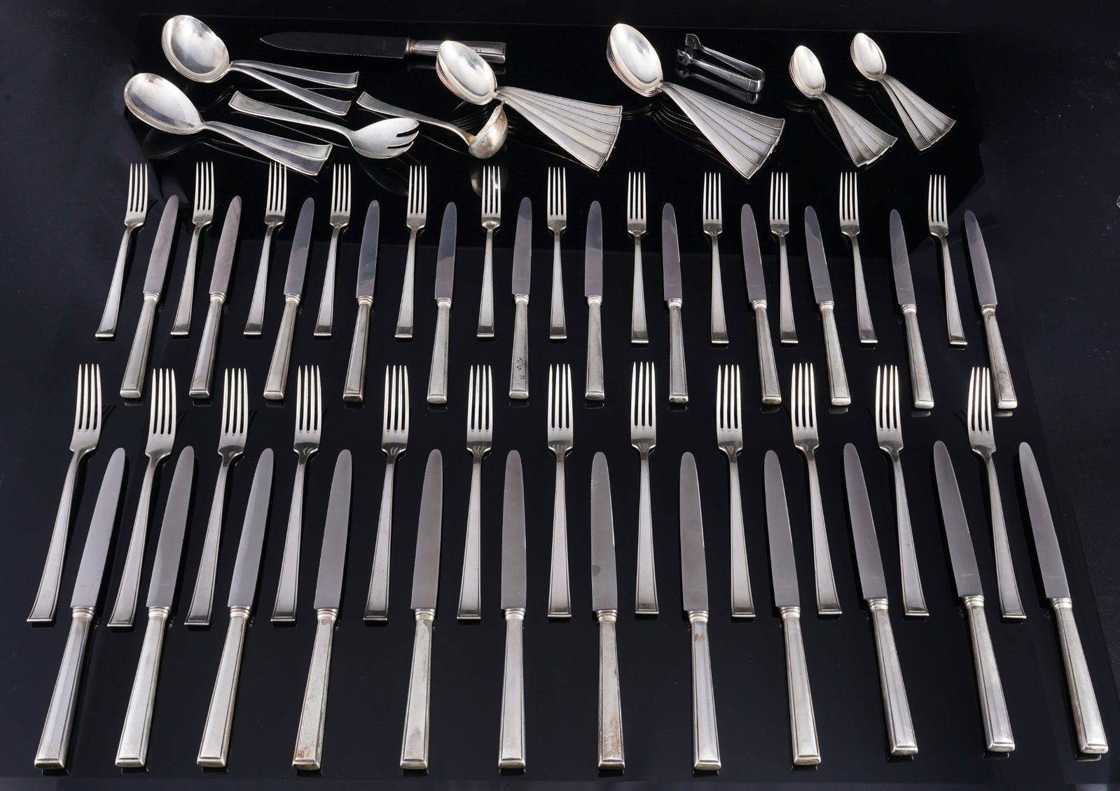 Lutz & Weiss 800 silver cutlery for 12 persons, (1 of 5)