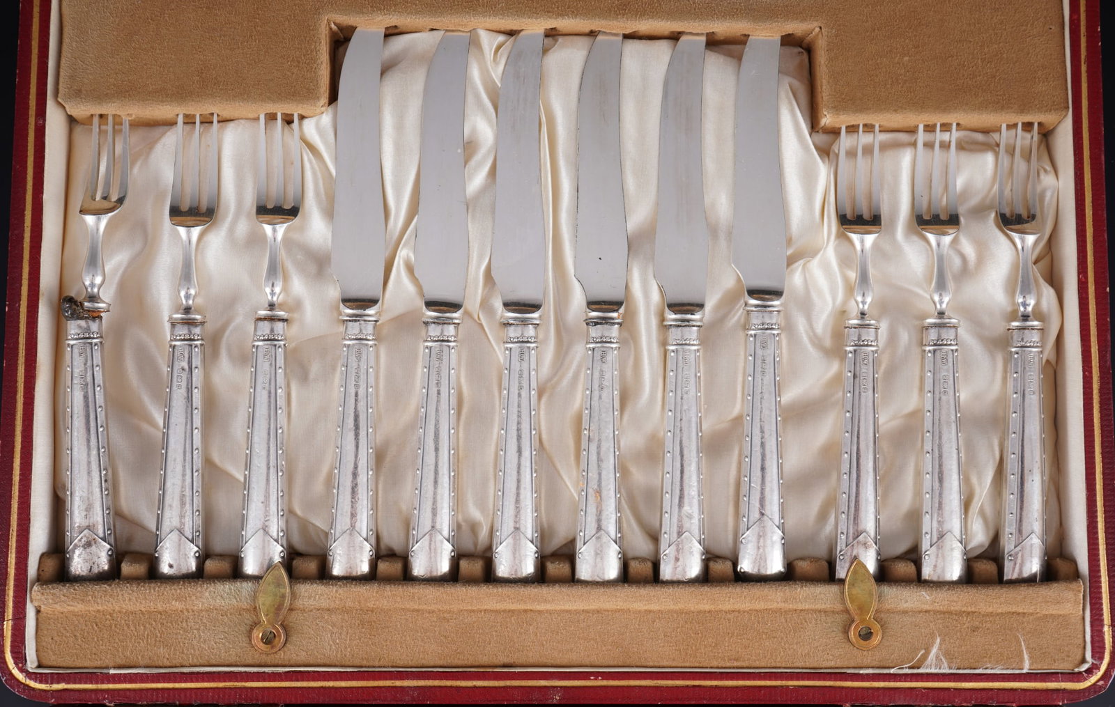 England, 925 silver fruit and dessert cutlery for 12 people, Henry Williamson - 3
