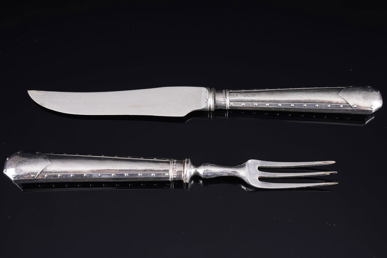 England, 925 silver fruit and dessert cutlery for 12 people, Henry Williamson - 4