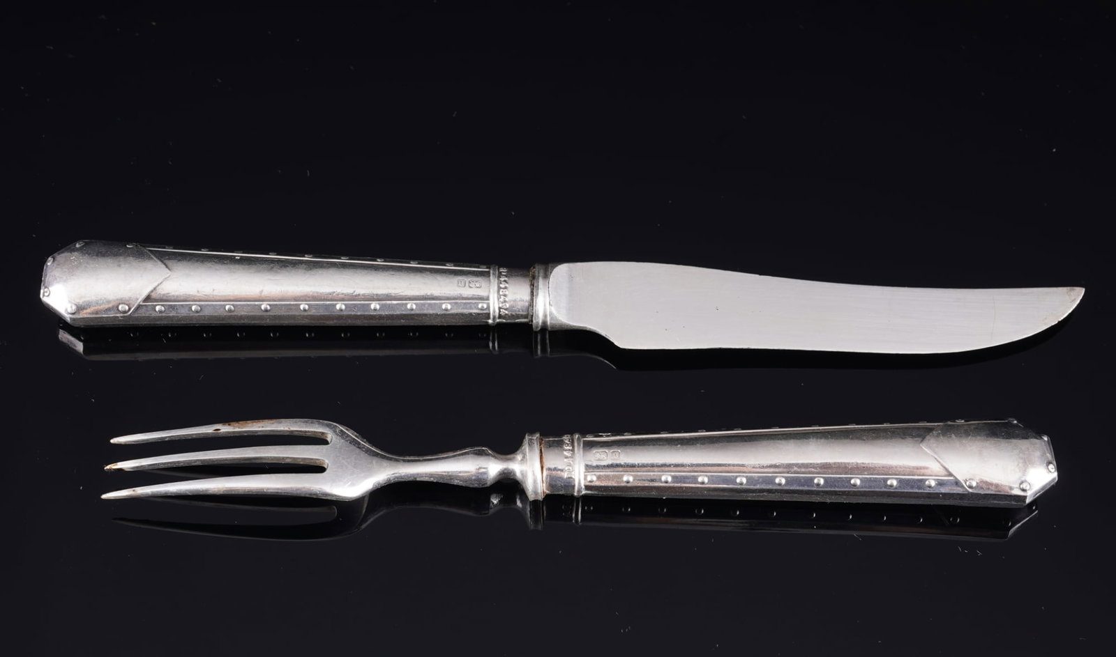 England, 925 silver fruit and dessert cutlery for 12 people, Henry Williamson - 5