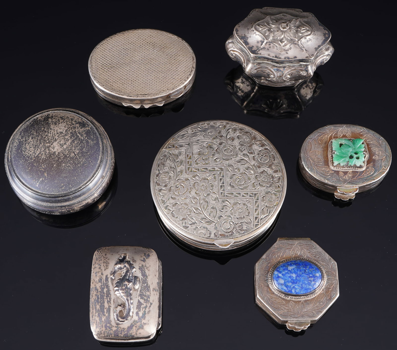 750-925 silver - 7 silver boxes, (1 of 4)