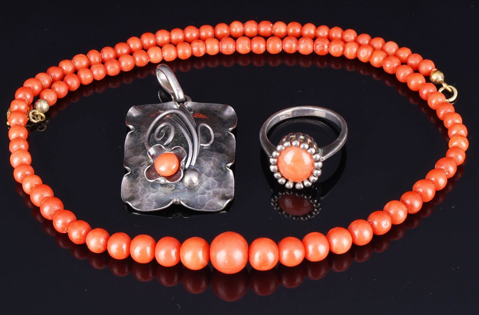 Coral jewelry, including 800 silver and antique pieces. (1 of 3)