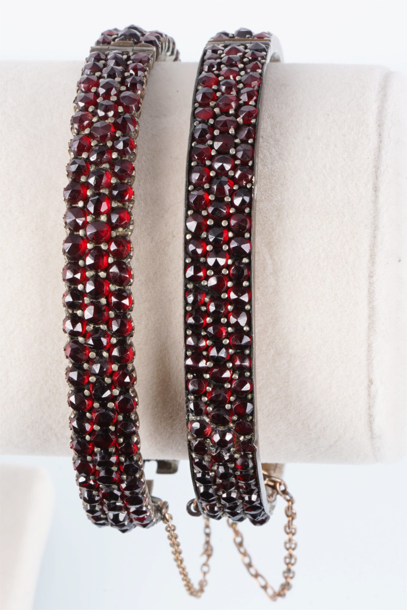 Garnet jewelry: 2 Bohemian garnet bangles, 19th century. (1 of 4)