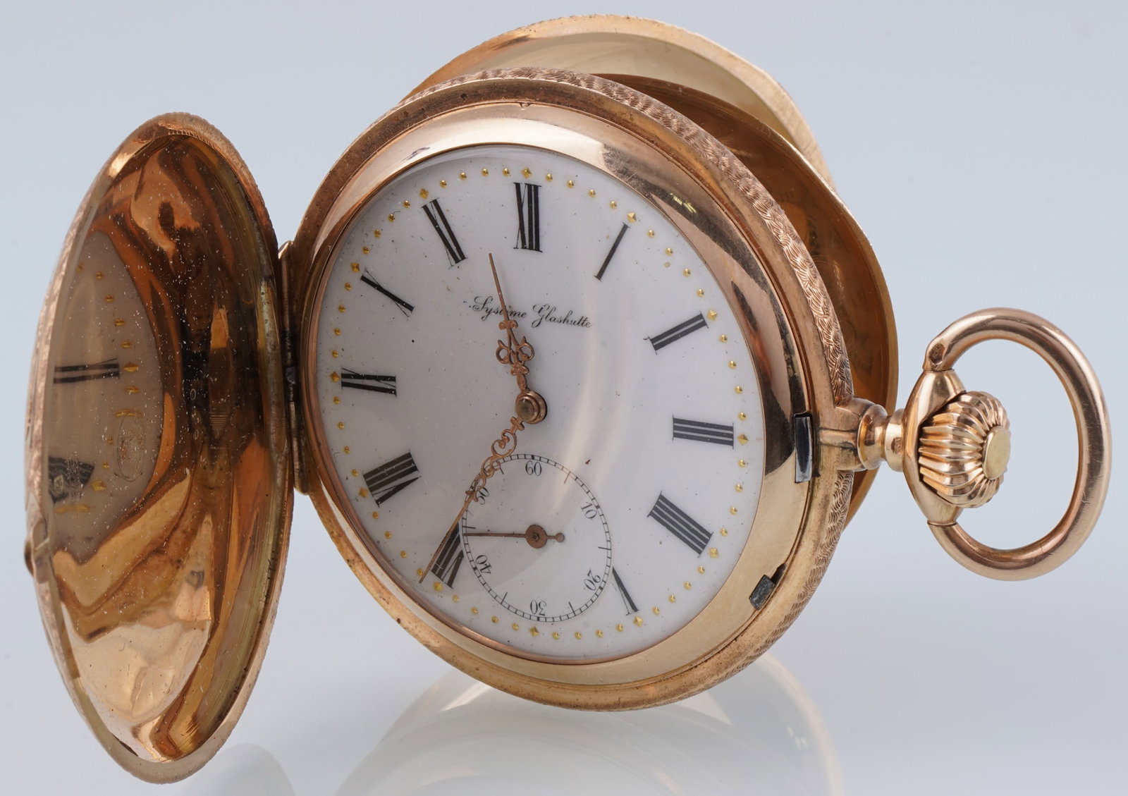 Genius Systeme GLASHueTTE 585 Gold Savonette Men's Pocket Watch (1 of 9)