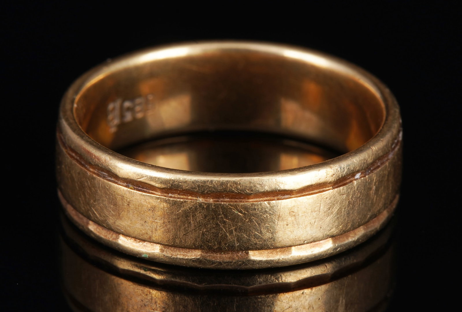 585 Gold Ring,: GG 585 yellow gold, stamped 585 + maker's mark, size 58 / 18.6 mm, weight 6.7 grams