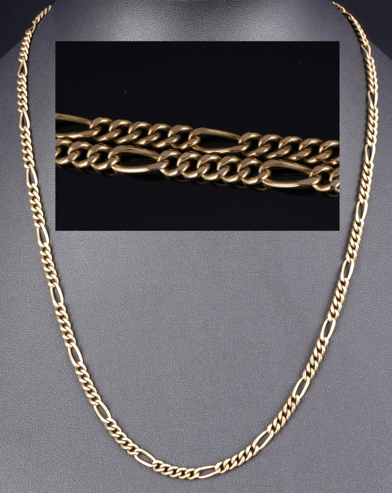 333 Gold Figaro Necklace: GG 333 yellow gold, stamped 333, Figaro chain pattern, L 57 cm, weight 22.6 grams