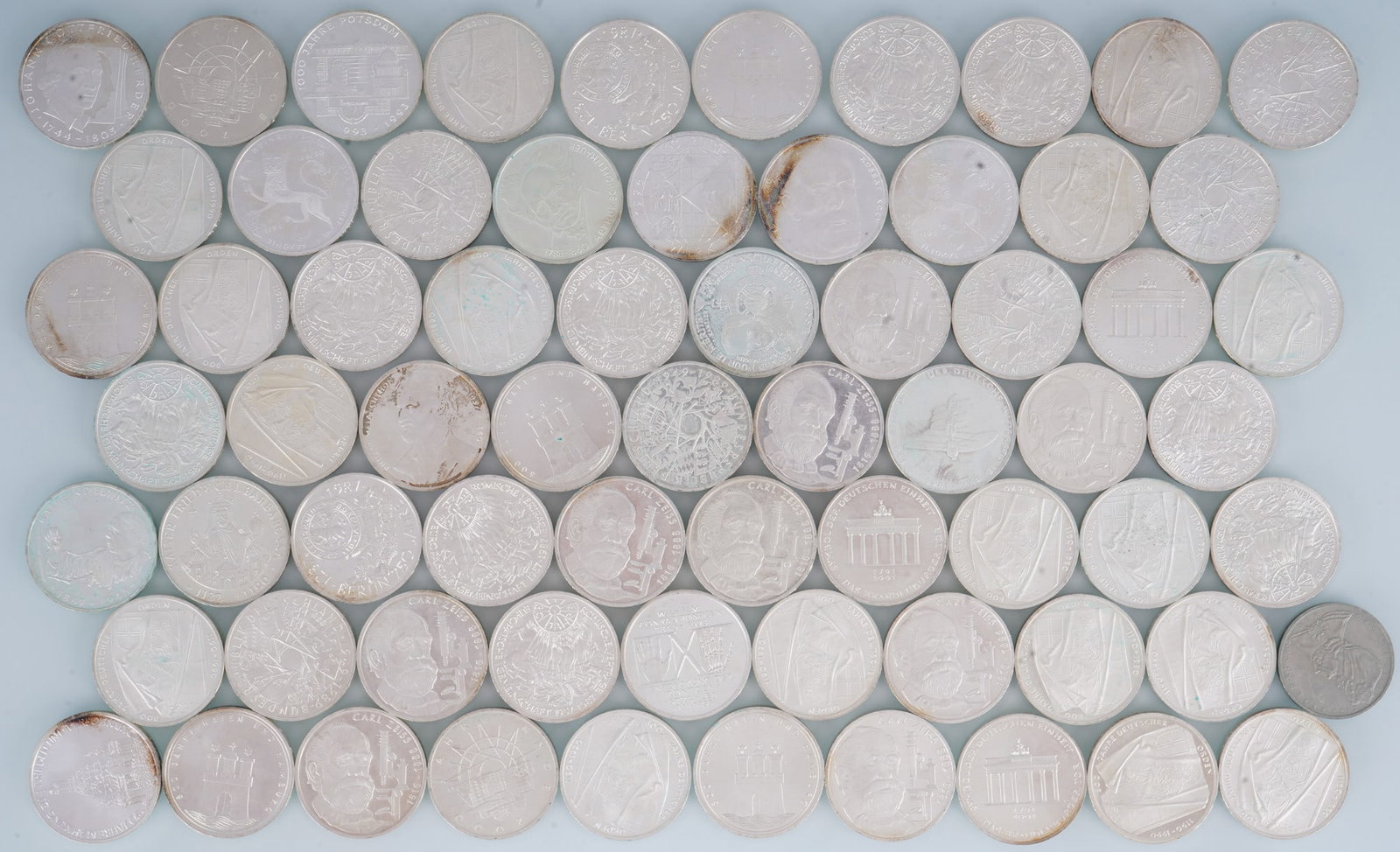 68 silver commemorative coins - 10 Deutsche Mark, (1 of 2)