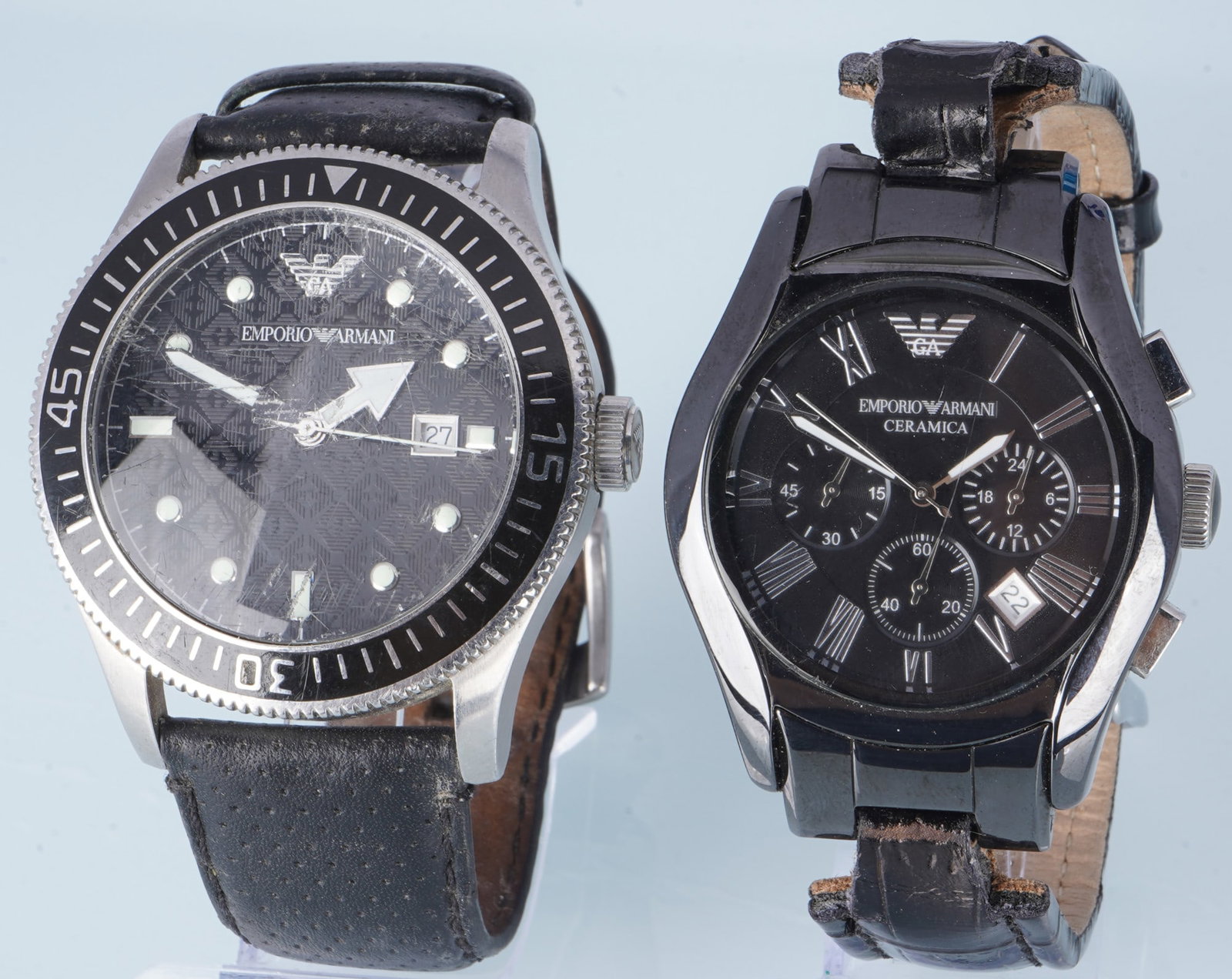Emporio Armani 2 wristwatches Ceramica AR1400 and AR0555, (1 of 5)