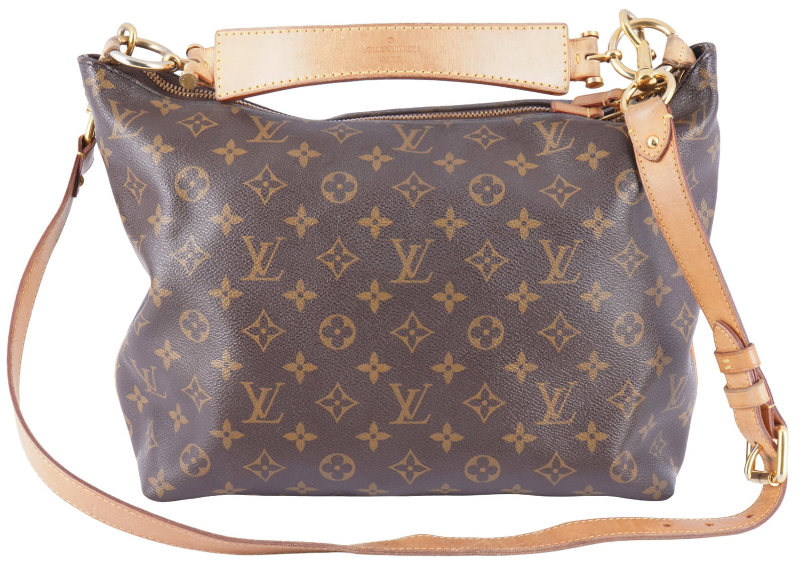 Louis Vuitton Sully Monogram Canvas shoulder bag,: France Paris, made in Spain, women's Sully shoulder bag with Louis Vuitton Monogram Canvas, generous main compartment with brown textile lining, three practical pockets for smartphone or accessories, 