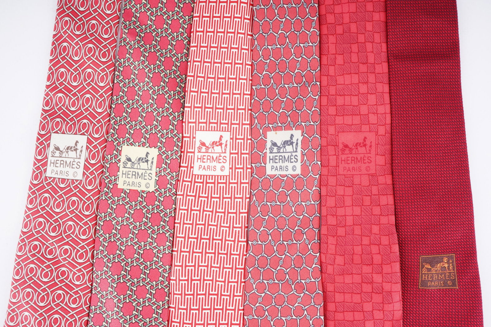Hermes 6 assorted ties, - 3