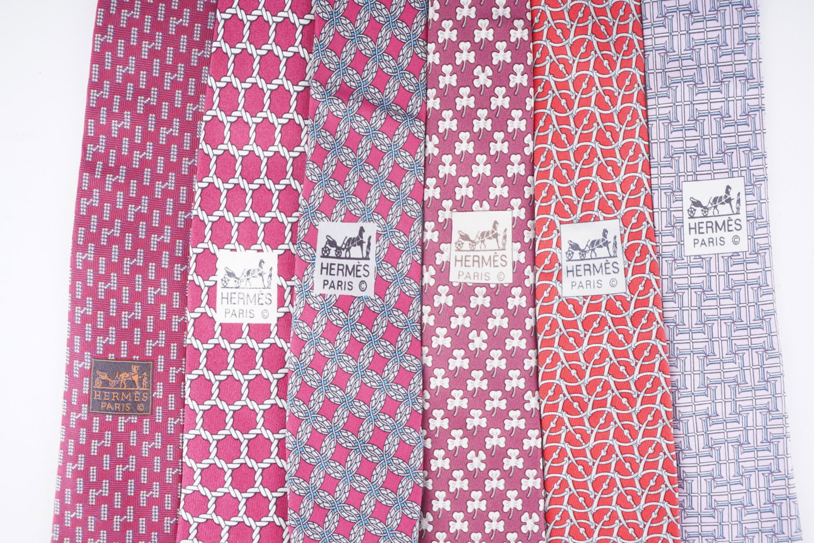 Hermes 6 assorted ties, - 3