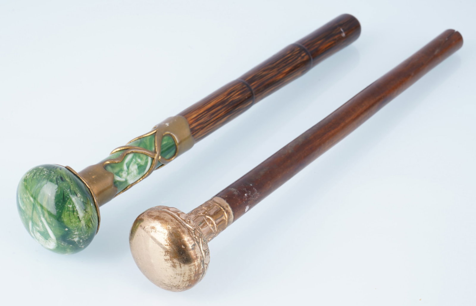 Lot - 4 antique walking stick knobs / handles - 3