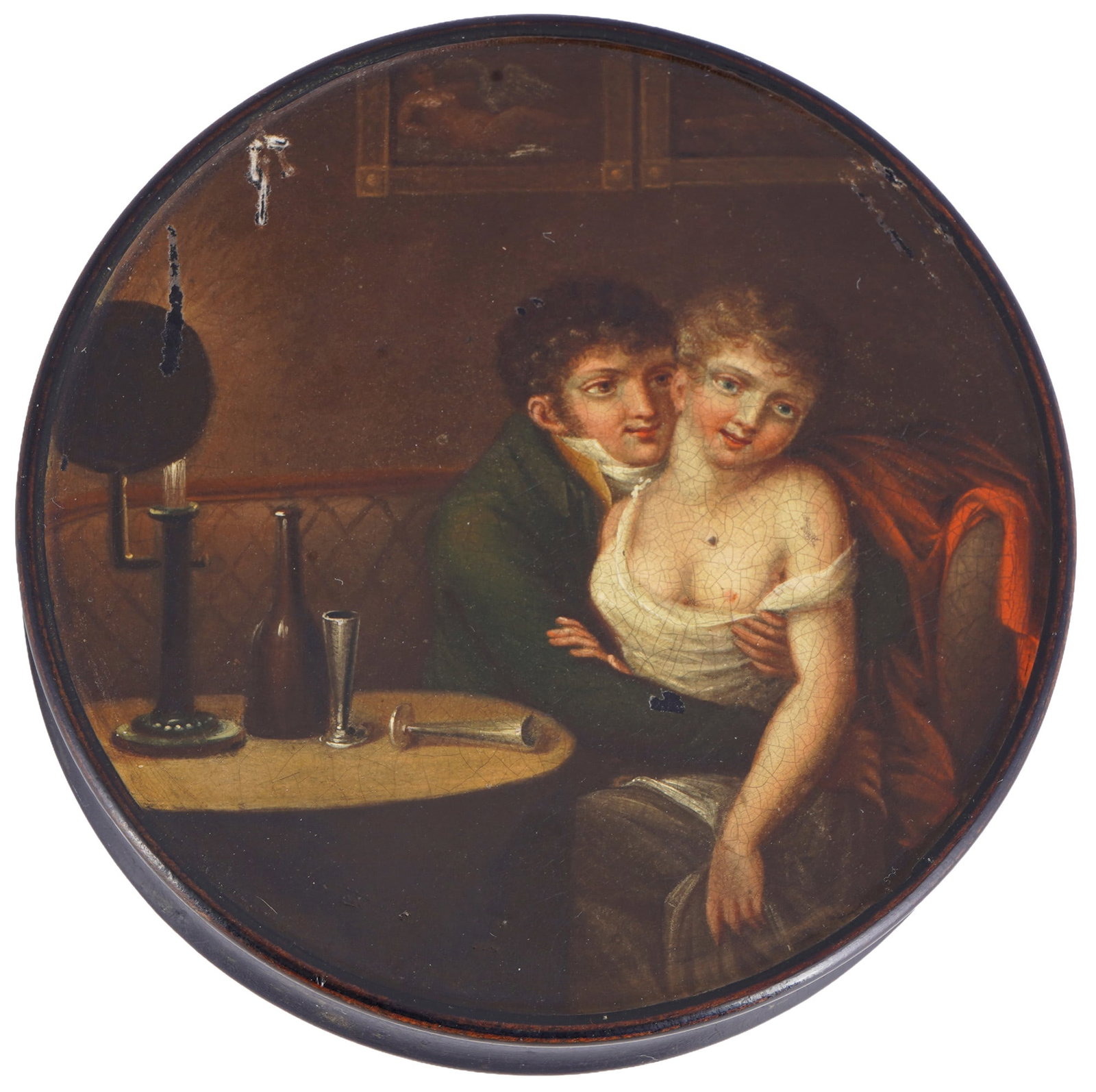 French lacquer box with a gallant scene, probably by Stobwasser. (1 of 5)