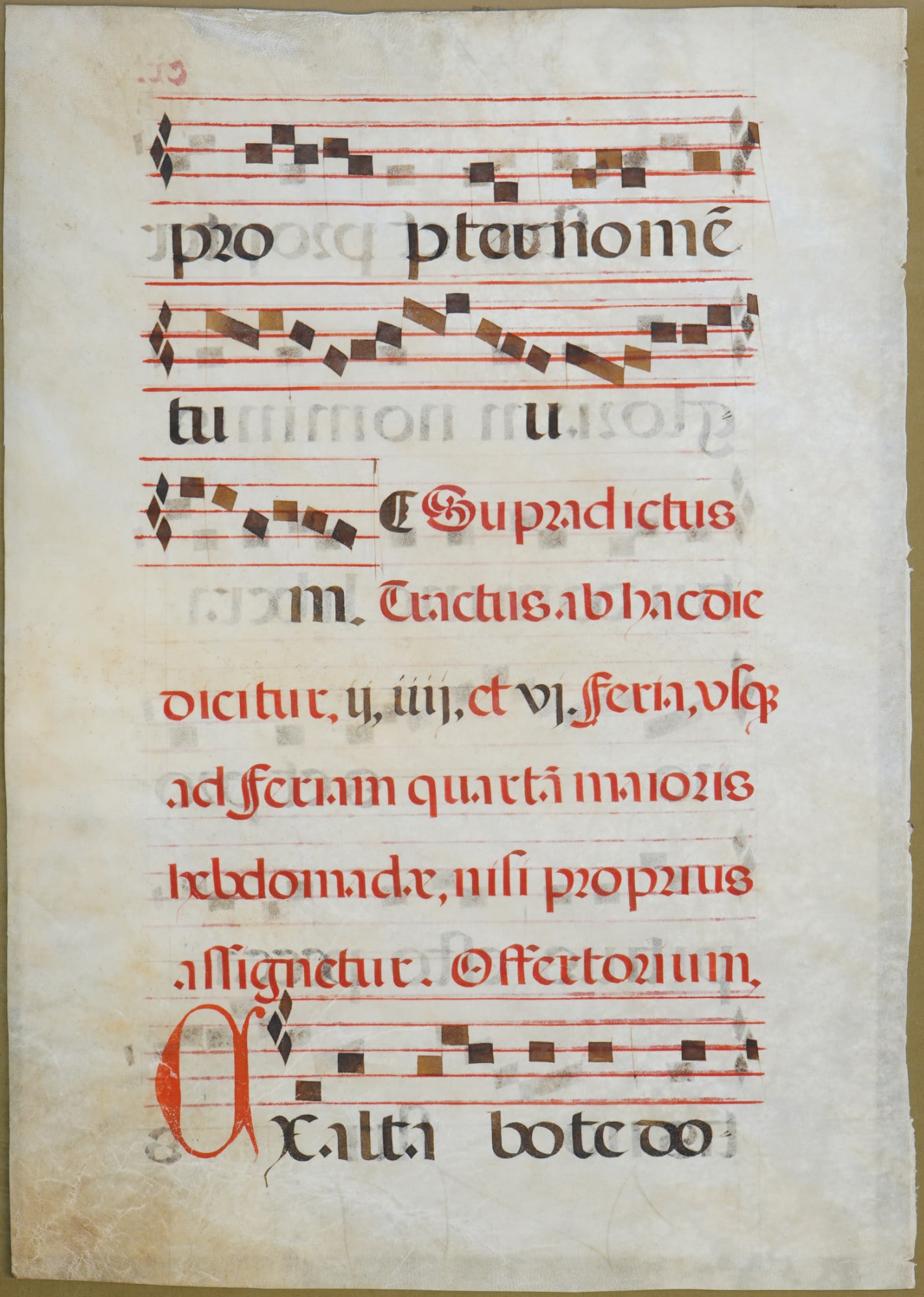 Manuscript leaf, antiphonary leaf from a missal, 16th/17th century (1 of 4)