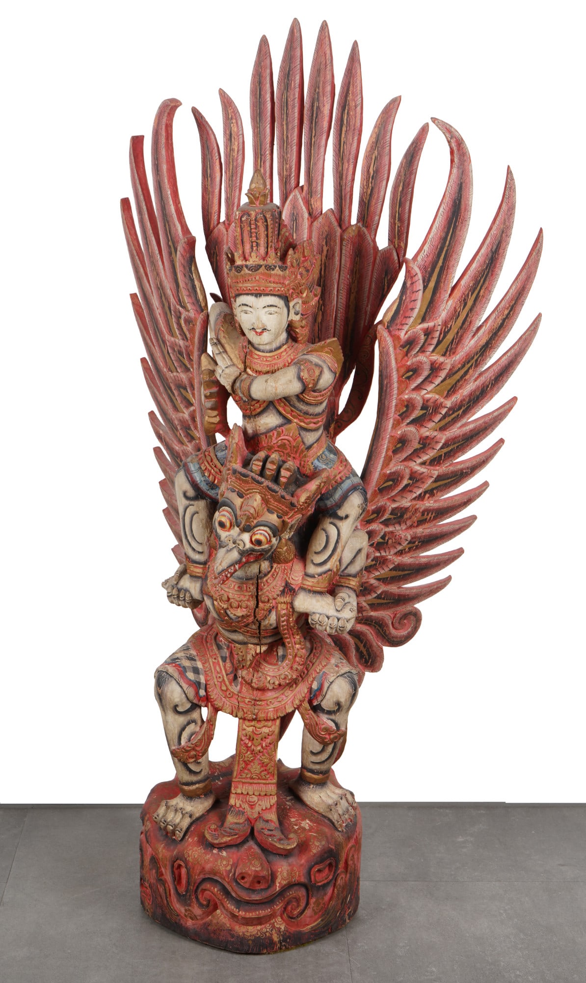 Large wooden sculpture of Vishnu on Garuda, H 116 cm, Bali, Indonesia (1 of 11)