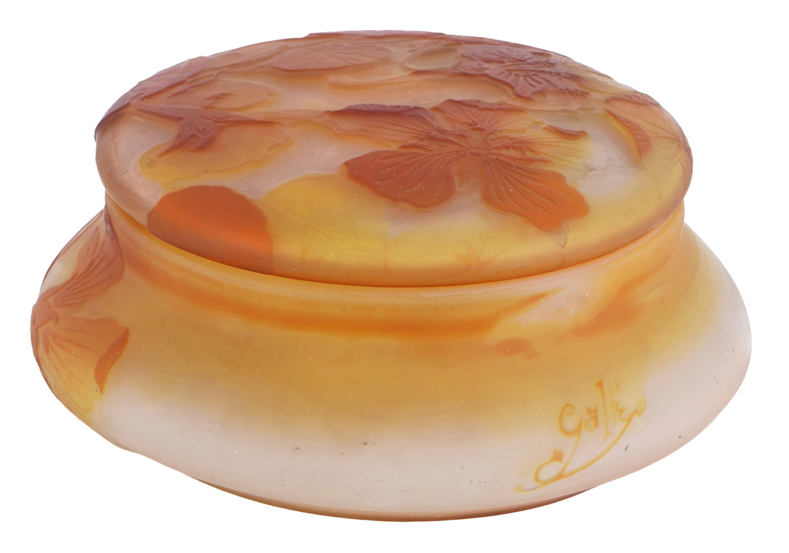 Emile Galle (1846-1904) Lidded box with nasturtiums, (1 of 5)