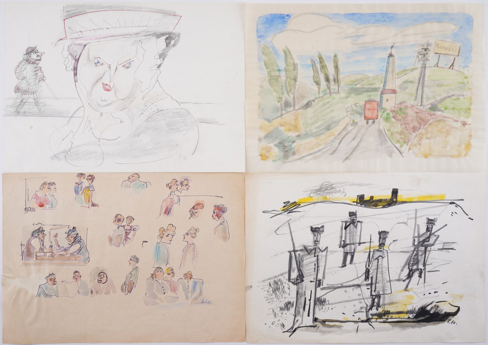 Fritz HUHNEN (1895-1981) Four Drawings / Studies, (1 of 9)